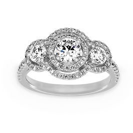 Two By London TWO by London Three Stone Round Diamond Double Diamond ...