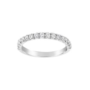Henri Daussi 14k White Gold Half Way Diamond Band
