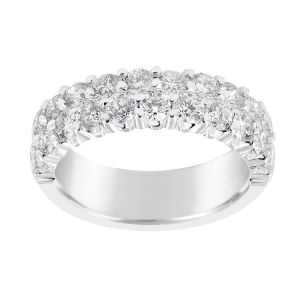 TWO by London 14k White Gold Two Row Medium Diamond Anniversary Band
