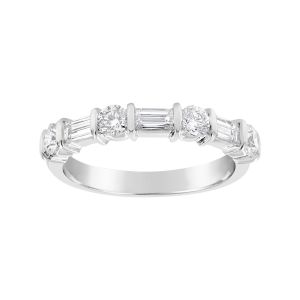 TWO by London 14k Round & Baguette Medium Diamond Anniversary Band