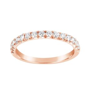 Henri Daussi 18k Rose Gold Half Way Pave Diamond Band