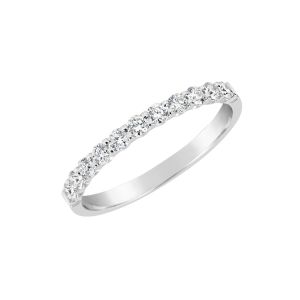 Memoire Petite Prong 18k White Gold Half Way Pave Diamond Band