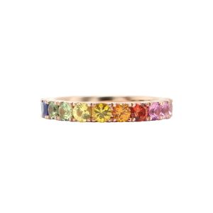 TWO by London 18k Rose Gold Rainbow Sapphire Eternity Band