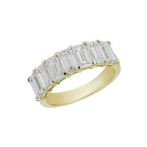Norman Silverman 18k Yellow Gold Emerald Cut Diamond Halfway Wedding Band