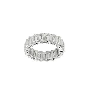Norman Silverman Platinum 18 Emerald Cut Diamond Eternity Band 9.19cts
