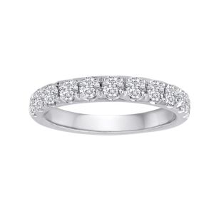 TWO By London 14k White Gold Pave Diamond Split Prong Wedding Band