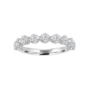 TWO By London 14k White Gold Diamond Single Prong Wedding Band