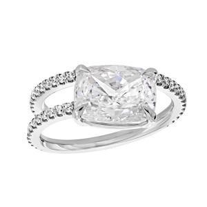 TWO by London Platinum Pave Diamond Spiral 4 Prong Semi Mount Engagement Ring
