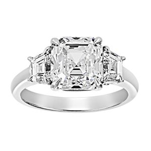 TWO by London Asscher Trapezoid Diamond Three Stone Engagement Ring