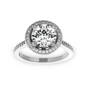 Michael B. Round Micro-Pave Diamond Halo Engagement Ring