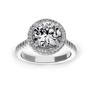 Michael B. Quintessa Round Micro-Pave Diamond Halo Engagement Ring