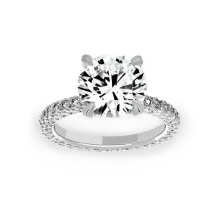 Michael B. Three Sided Pave Round Solitaire Engagement Ring