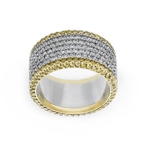 Michael B. Seven Row White And Yellow Diamond Eternity Band