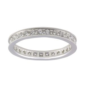 TWO by London 18k White Gold Single Row Small Diamond Milgrain Eternity Band
