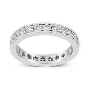 TWO by London 18k White Gold Single Row Medium Diamond Milgrain Eternity Band