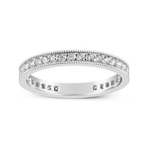 TWO by London 18k White Gold Single Row Extra Small Diamond Milgrain Eternity Band
