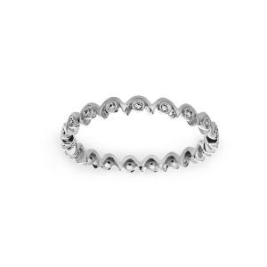 Michael B. 18k White Gold Petite Bezel Set Scalloped Diamond Band