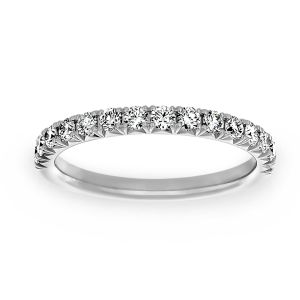 Henri Daussi Round Diamond Prongset Half Wedding Band
