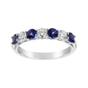 TWO by London Diamond & Blue Sapphire Platinum Anniversary Band
