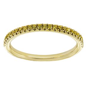 Henri Daussi Yellow Diamond Half Pave Band