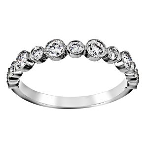 Henri Daussi Round Diamond Bezel Half Wedding Band