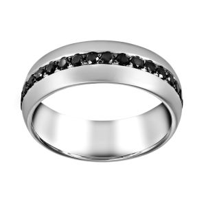 Henri Daussi Black Diamond Matte Finish Wedding Band