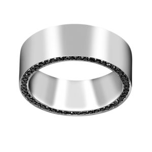 Henri Daussi Black Diamond Sided Matte Wedding Band